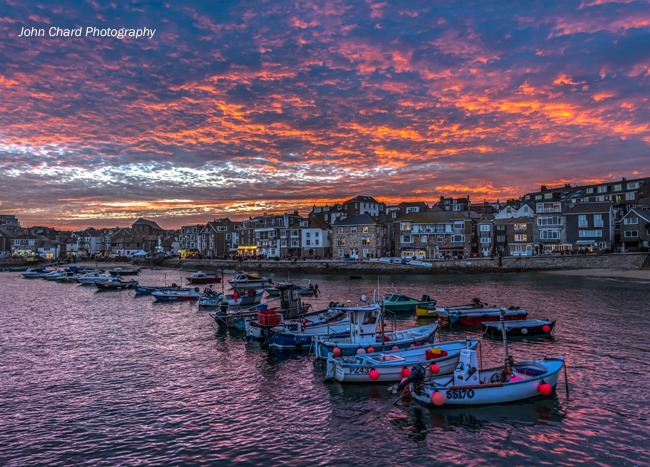 Sunset St Ives harbour